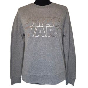 Star Wars Juniors Gray Crewneck Sweatshirt Gold Text Size Small